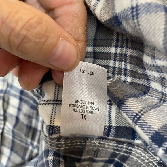 Ridgecut Mens XL Plaid Button-Up Shirt Blue/White 100% Cotton Long Sleeve - Picture 7 of 10